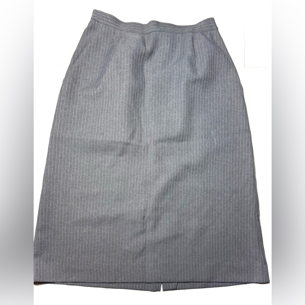 Vintage Barclay Square Midi Skirt Women's 12‎ Pinstripe Gray Made in USA 80s 90s